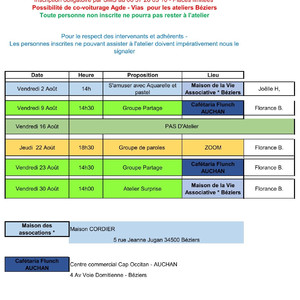 Planning Aout Béziers Agde Vias Image 1